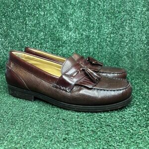 Bass Tyler Tassel Kiltie Loafers Pebbled Leather Preppy Shoes Brown Mens Sz‎ 10M